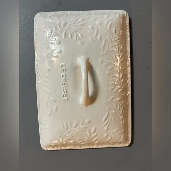 LID ONLY! Le Creuset Olive Branch Heritage Stoneware Rectangular Casserole Cover - Picture 1 of 3